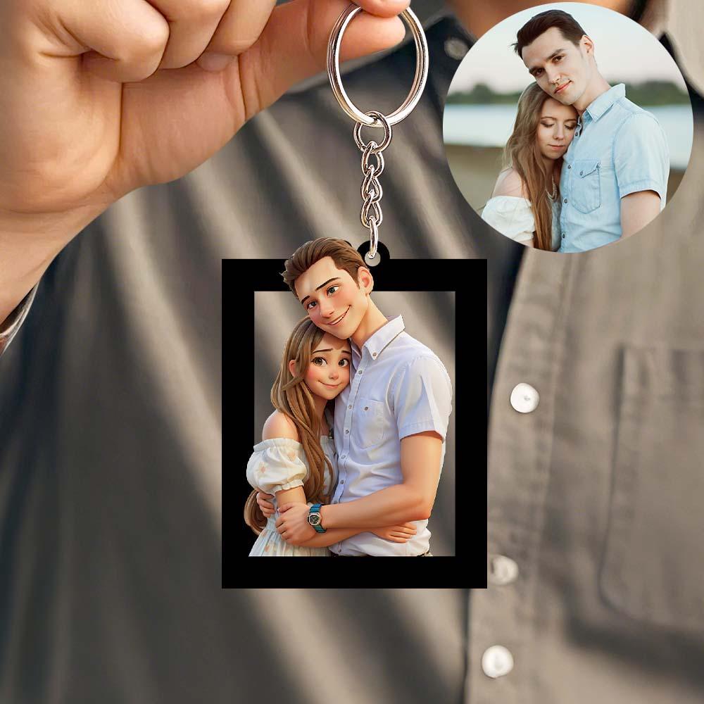 Personalized Cartoon Photo Keychain Sweet Gift For Girlfriend