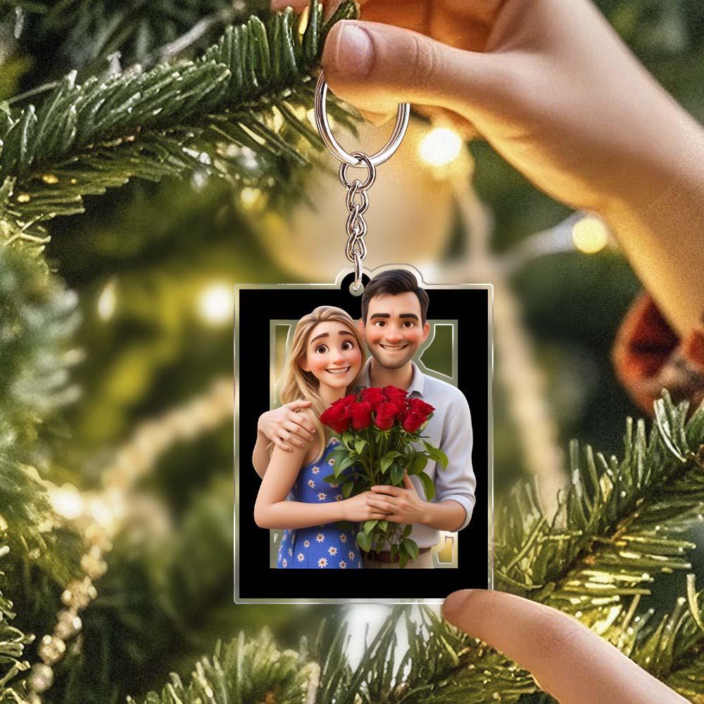 Personalized Cartoon Photo Keychain Sweet Gift For Girlfriend