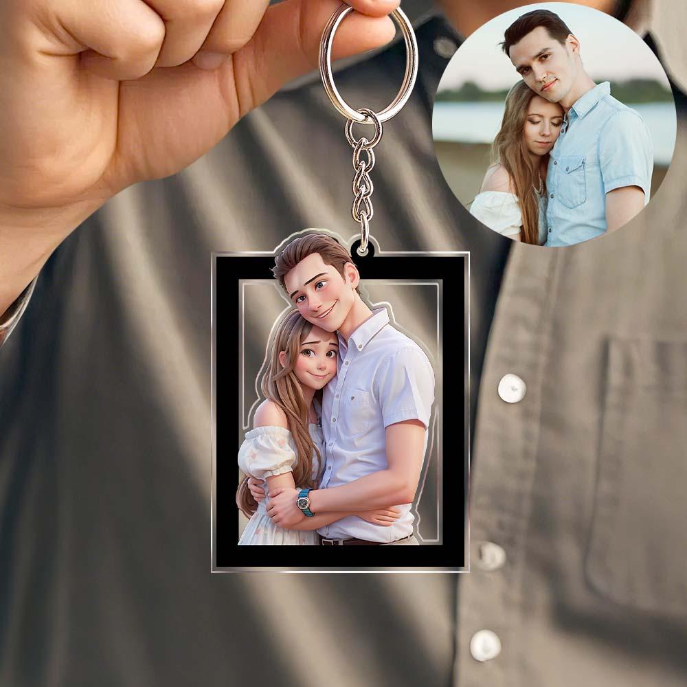 Personalized Cartoon Photo Keychain Sweet Gift For Girlfriend