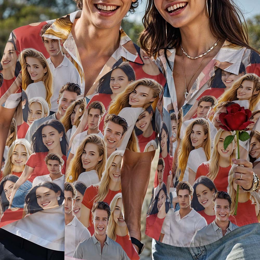 Custom Vintage Photo Button-down Shirts  Custom Hawaiian Aloha Shirt With 3-6 Photos Gift For Men - aiprintlab