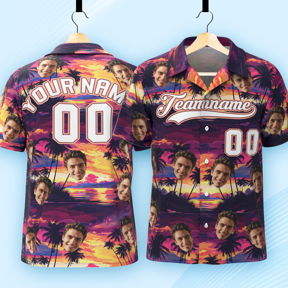 Custom Hawaiian Shirt with Face Teamname Name Number Personalized Hawaii Floral Shirt for Men Women - aiprintlab