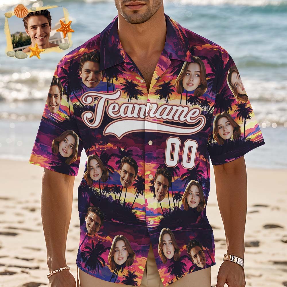 Custom Hawaiian Shirt with Face Teamname Name Number Personalized Hawaii Floral Shirt for Men Women - aiprintlab