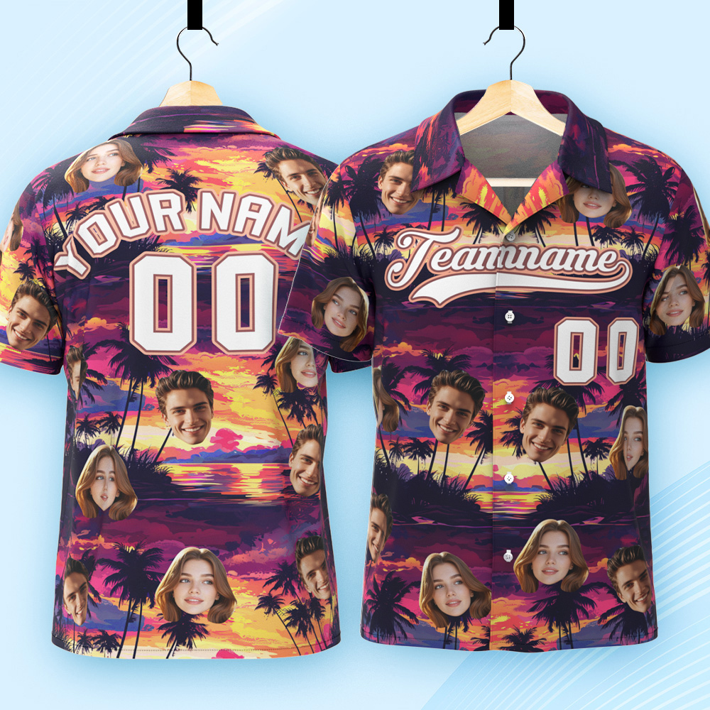 Custom Hawaiian Shirt with Face Teamname Name Number Personalized Hawaii Floral Shirt for Men Women - aiprintlab