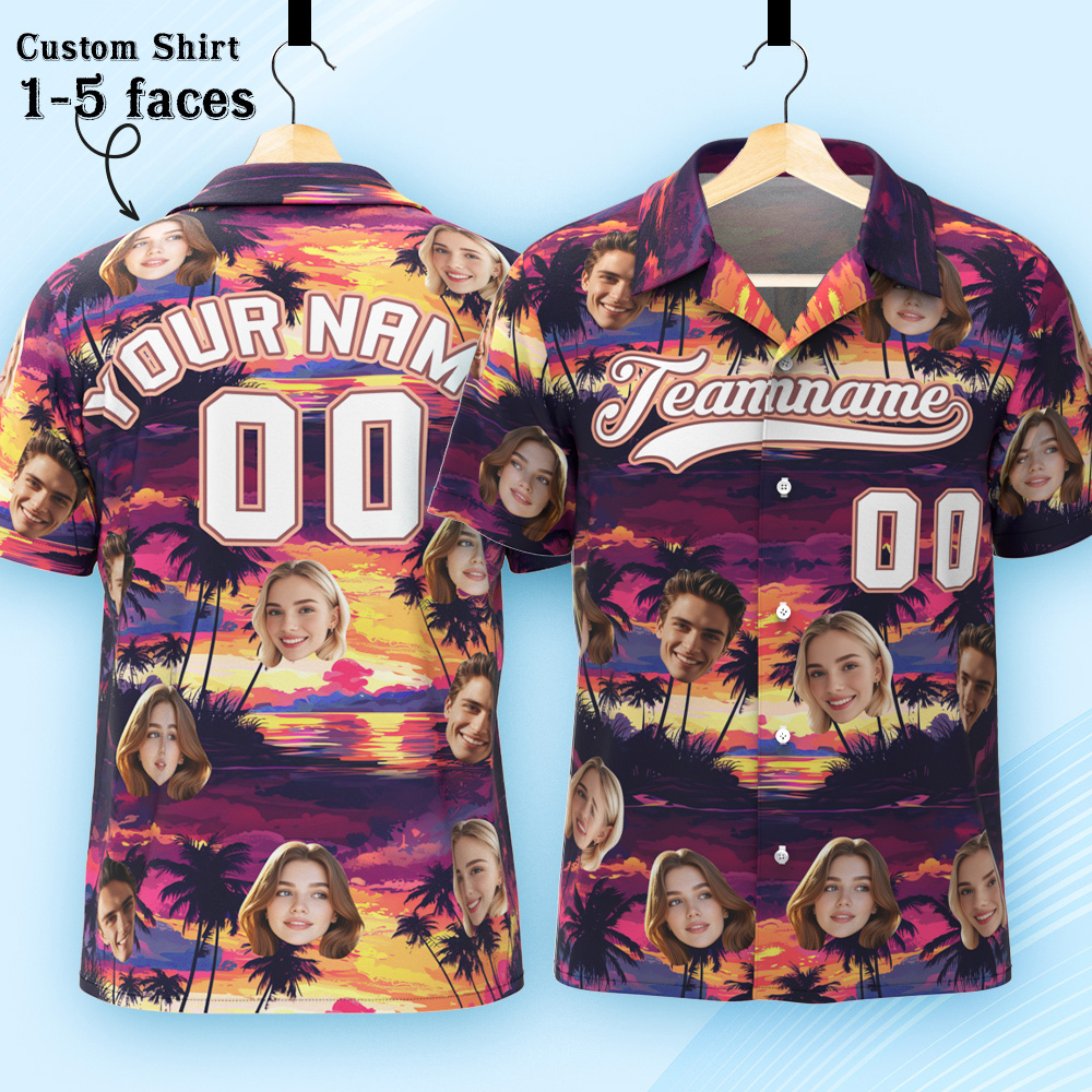 Custom Hawaiian Shirt with Face Teamname Name Number Personalized Hawaii Floral Shirt for Men Women - aiprintlab