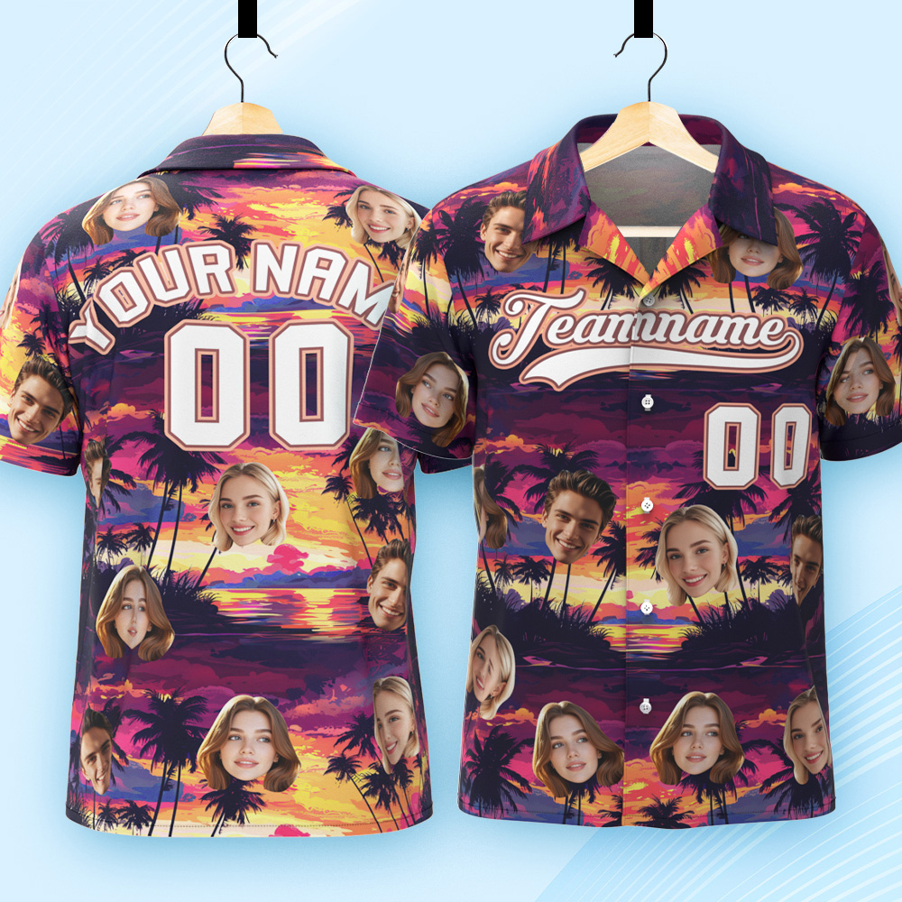 Custom Hawaiian Shirt with Face Teamname Name Number Personalized Hawaii Floral Shirt for Men Women - aiprintlab