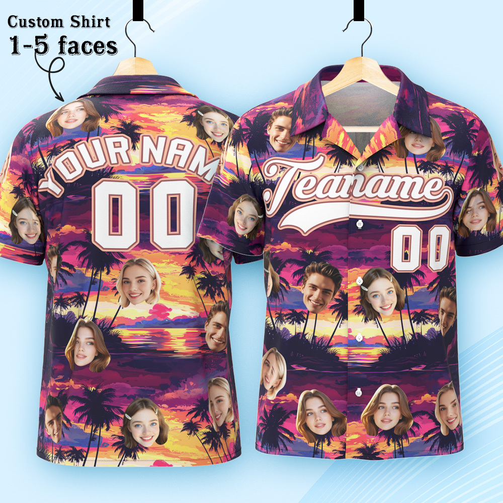 Custom Hawaiian Shirt with Face Teamname Name Number Personalized Hawaii Floral Shirt for Men Women - aiprintlab