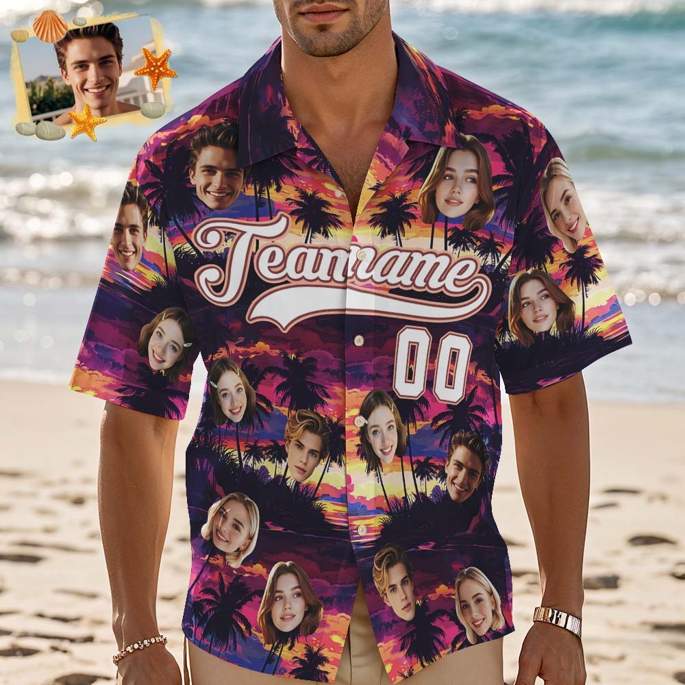 Custom Hawaiian Shirt with Face Teamname Name Number Personalized Hawaii Floral Shirt for Men Women - aiprintlab