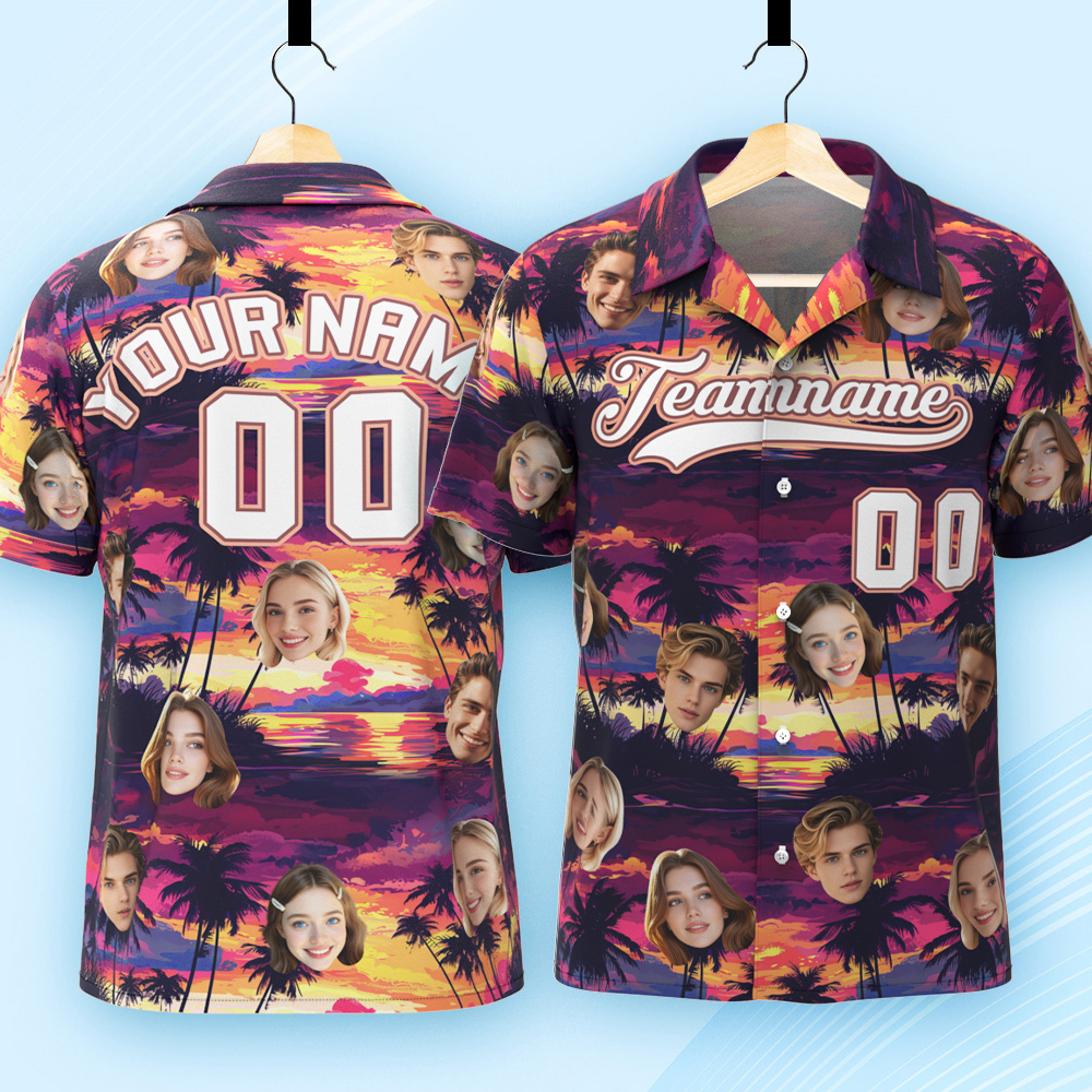 Custom Hawaiian Shirt with Face Teamname Name Number Personalized Hawaii Floral Shirt for Men Women - aiprintlab