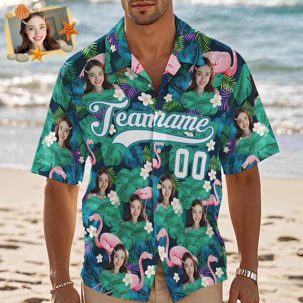 Custom Hawaiian Shirt with Face Teamname Name Number Personalized Hawaii Floral Shirt for Men Women - aiprintlab
