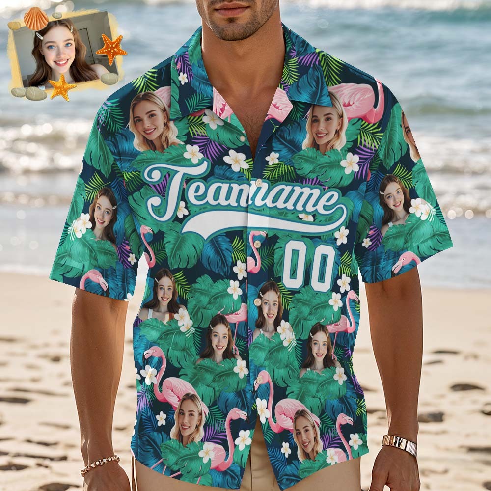 Custom Hawaiian Shirt with Face Teamname Name Number Personalized Hawaii Floral Shirt for Men Women - aiprintlab