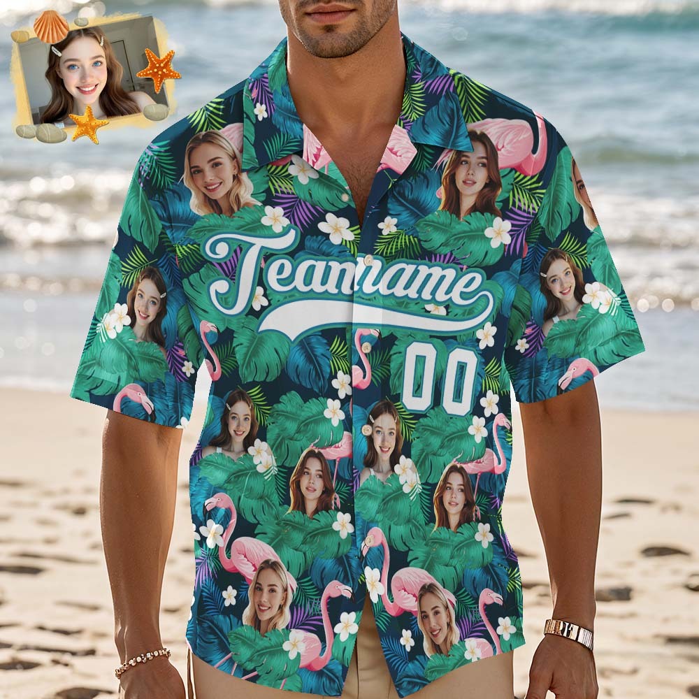 Custom Hawaiian Shirt with Face Teamname Name Number Personalized Hawaii Floral Shirt for Men Women - aiprintlab