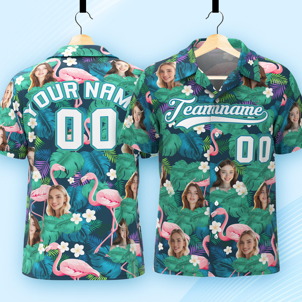 Custom Hawaiian Shirt with Face Teamname Name Number Personalized Hawaii Floral Shirt for Men Women - aiprintlab