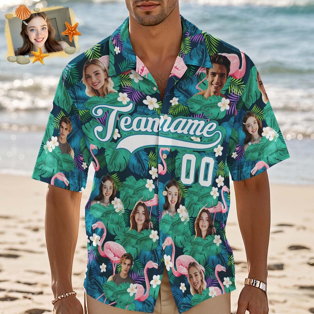 Custom Hawaiian Shirt with Face Teamname Name Number Personalized Hawaii Floral Shirt for Men Women - aiprintlab