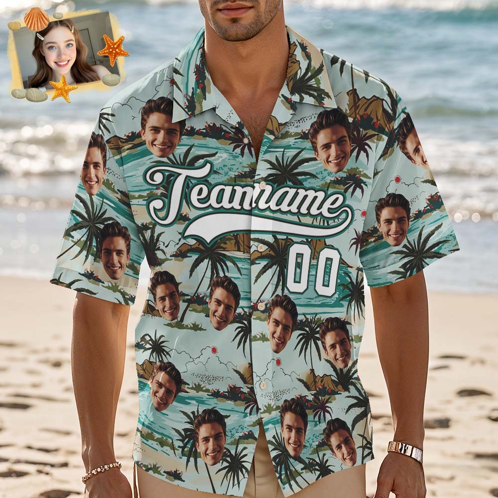 Custom Hawaiian Shirt with Face Teamname Name Number Personalized Hawaii Floral Shirt for Men Women - aiprintlab