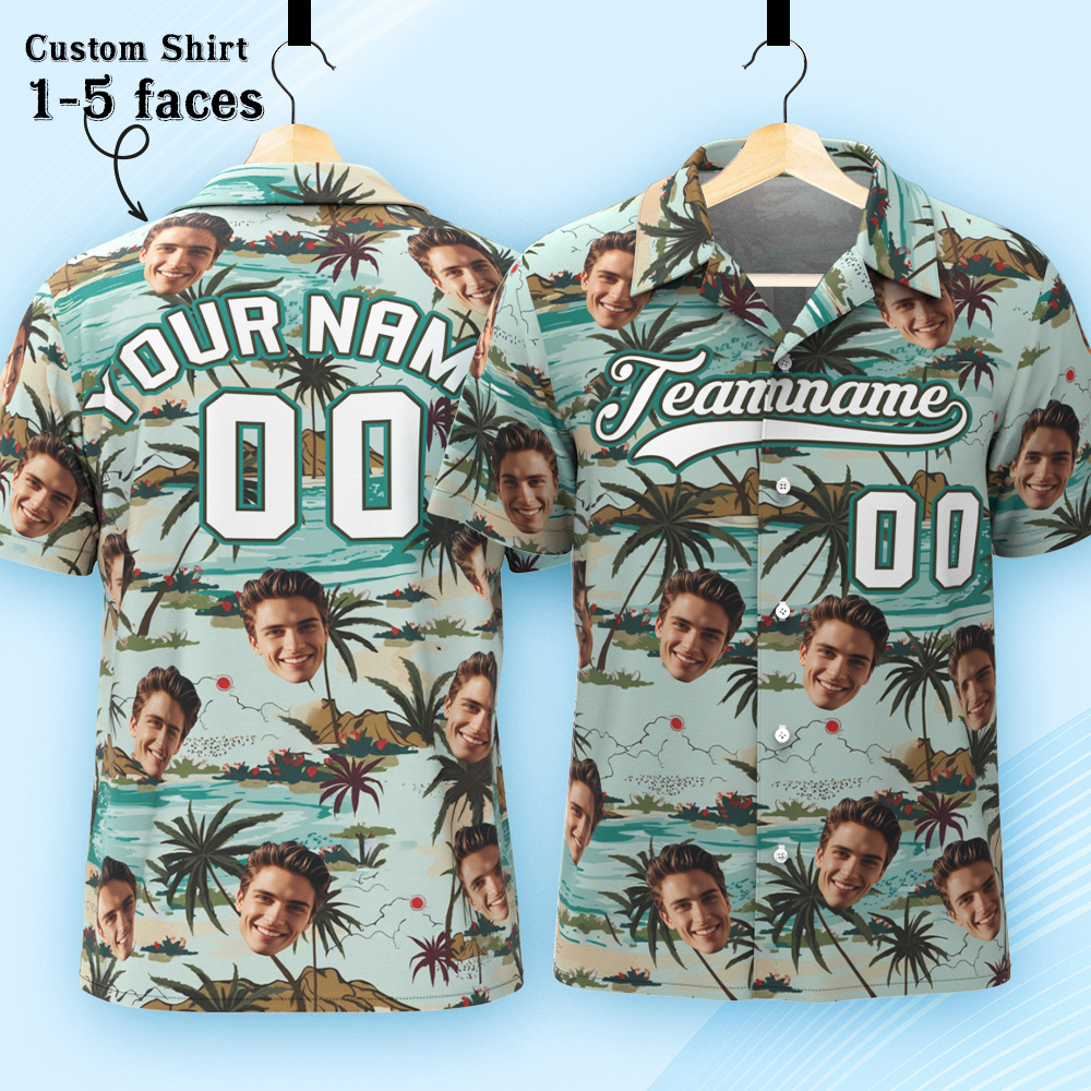 Custom Hawaiian Shirt with Face Teamname Name Number Personalized Hawaii Floral Shirt for Men Women - aiprintlab