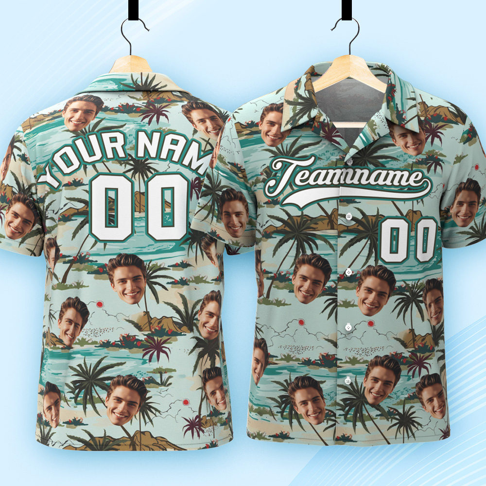 Custom Hawaiian Shirt with Face Teamname Name Number Personalized Hawaii Floral Shirt for Men Women - aiprintlab