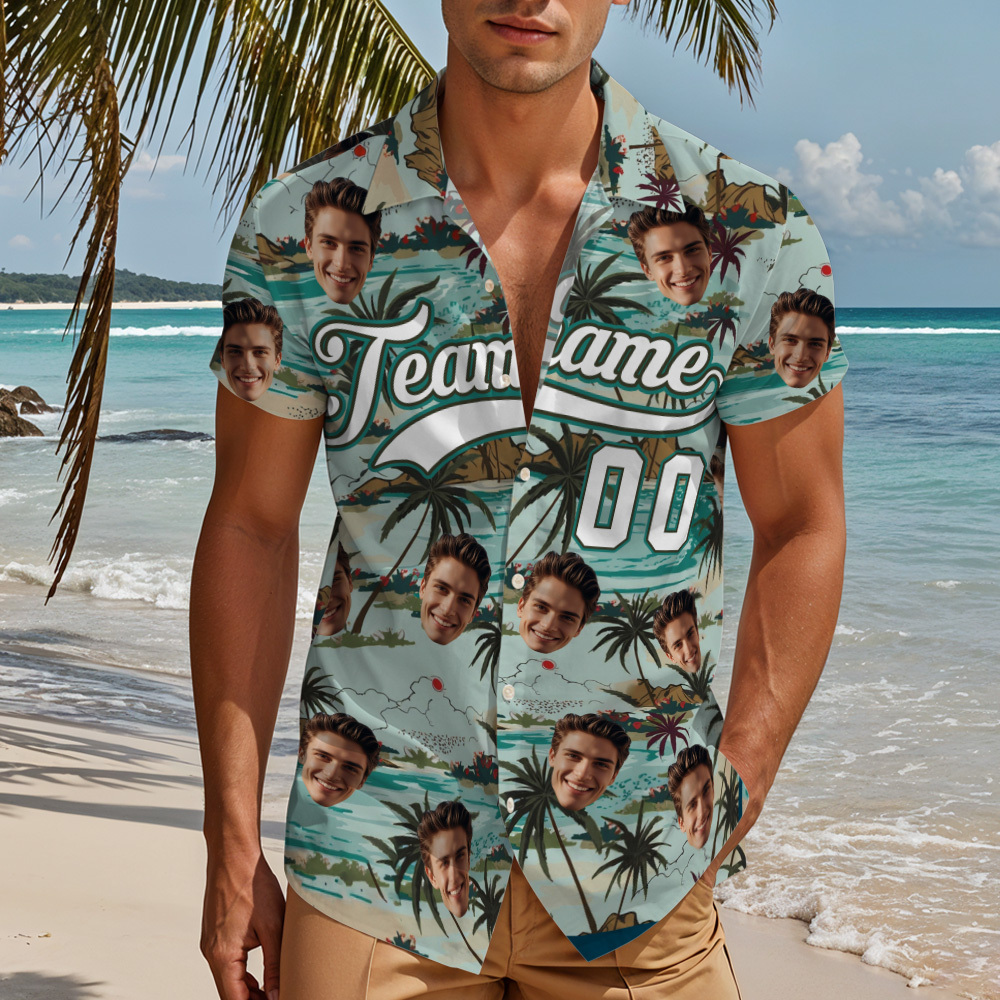Custom Hawaiian Shirt with Face Teamname Name Number Personalized Hawaii Floral Shirt for Men Women - aiprintlab