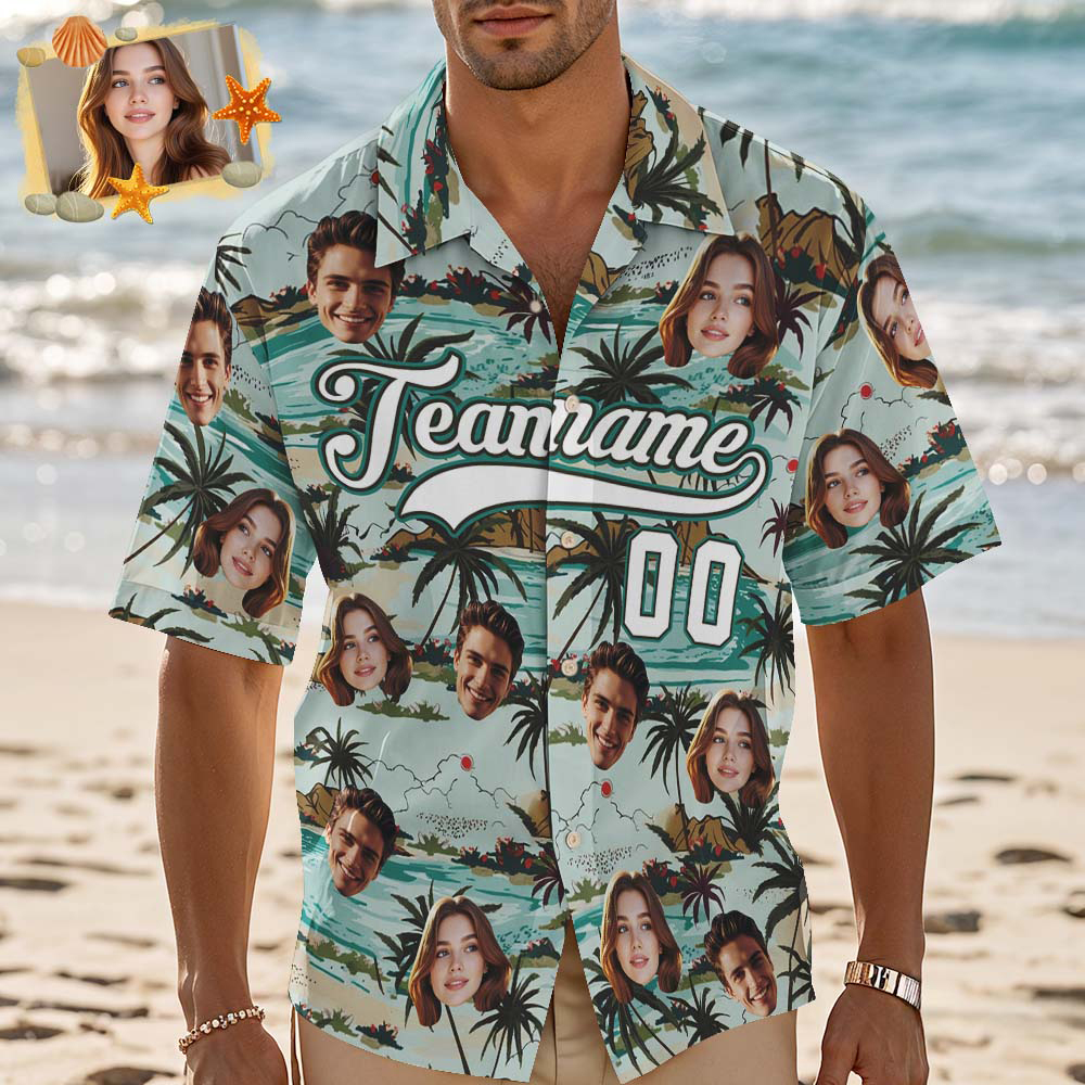 Custom Hawaiian Shirt with Face Teamname Name Number Personalized Hawaii Floral Shirt for Men Women - aiprintlab
