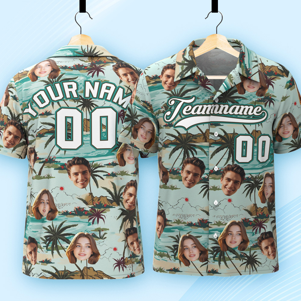 Custom Hawaiian Shirt with Face Teamname Name Number Personalized Hawaii Floral Shirt for Men Women - aiprintlab
