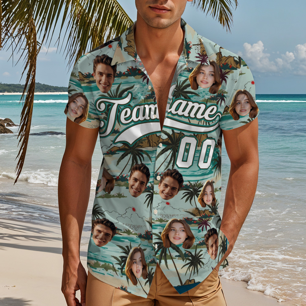 Custom Hawaiian Shirt with Face Teamname Name Number Personalized Hawaii Floral Shirt for Men Women - aiprintlab