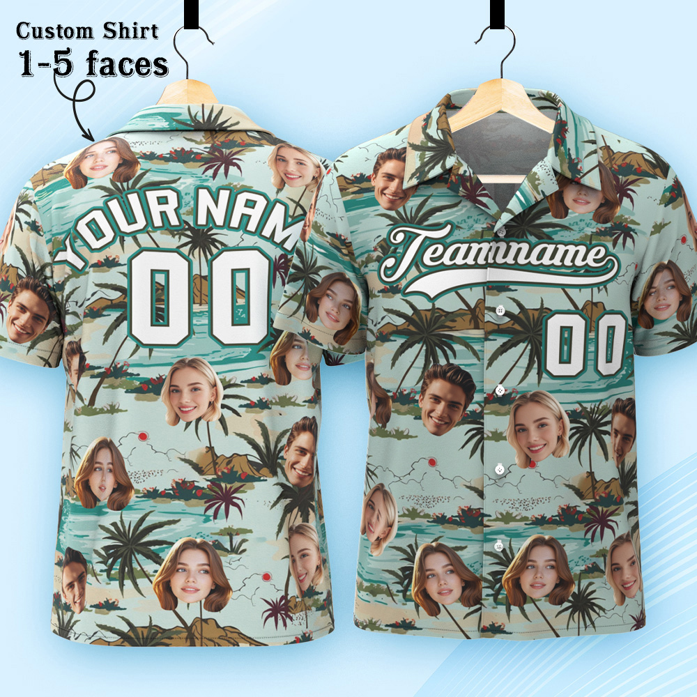 Custom Hawaiian Shirt with Face Teamname Name Number Personalized Hawaii Floral Shirt for Men Women - aiprintlab