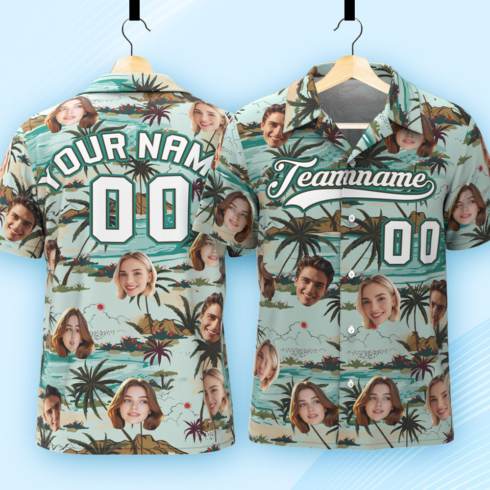 Custom Hawaiian Shirt with Face Teamname Name Number Personalized Hawaii Floral Shirt for Men Women - aiprintlab