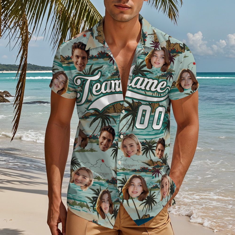 Custom Hawaiian Shirt with Face Teamname Name Number Personalized Hawaii Floral Shirt for Men Women - aiprintlab