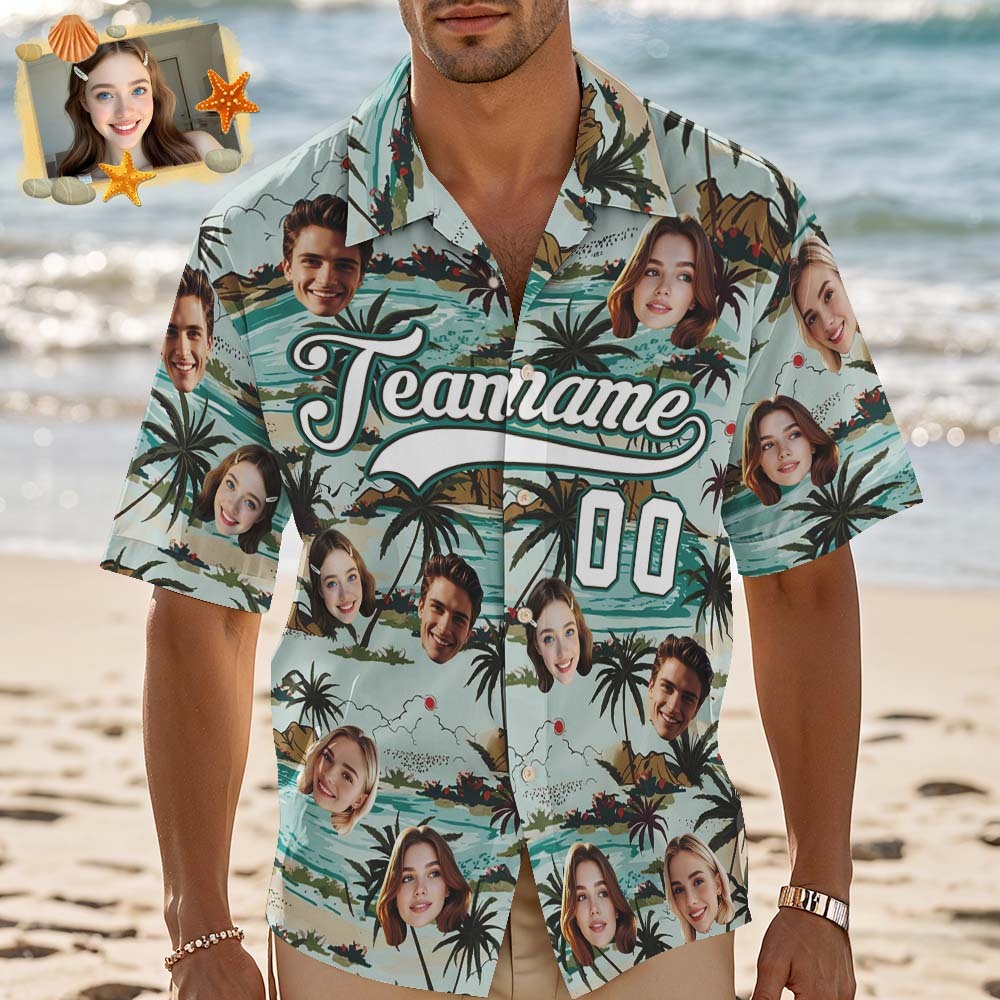 Custom Hawaiian Shirt with Face Teamname Name Number Personalized Hawaii Floral Shirt for Men Women - aiprintlab