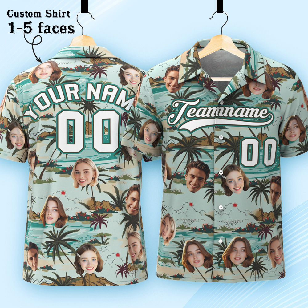 Custom Hawaiian Shirt with Face Teamname Name Number Personalized Hawaii Floral Shirt for Men Women - aiprintlab