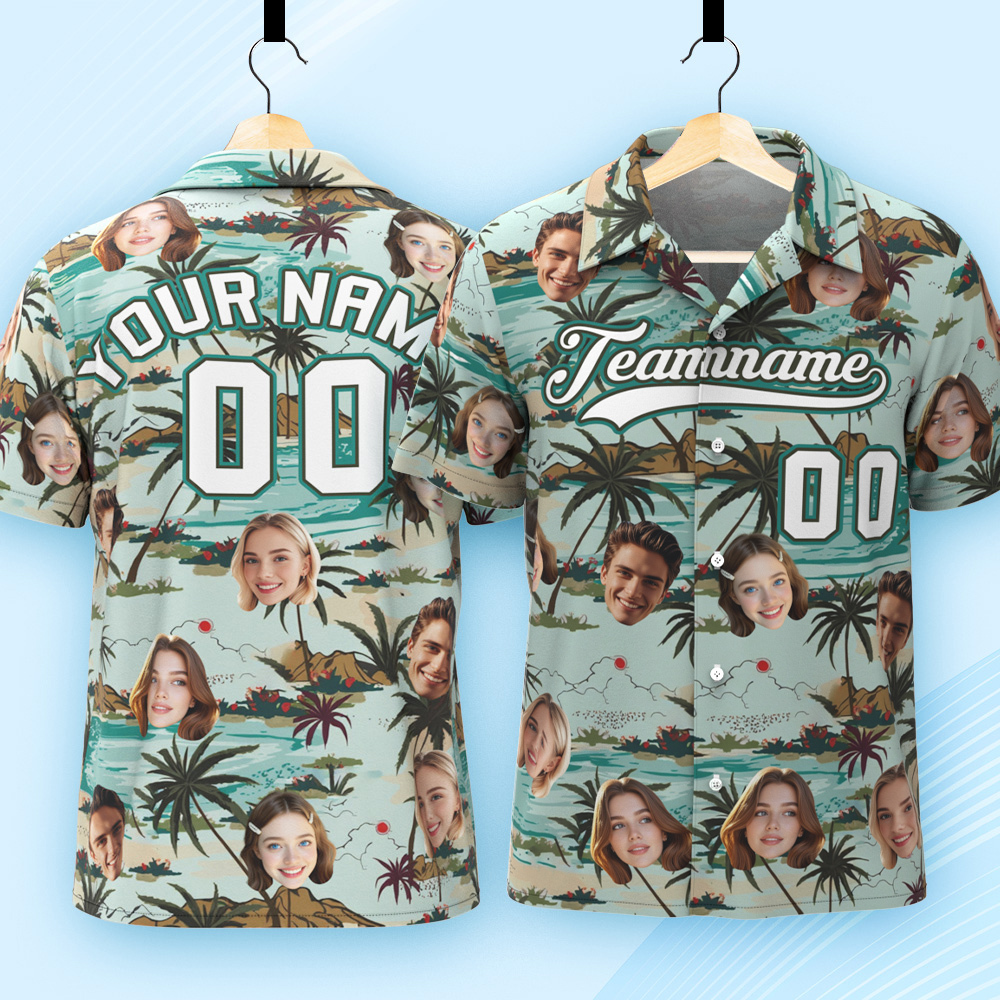 Custom Hawaiian Shirt with Face Teamname Name Number Personalized Hawaii Floral Shirt for Men Women - aiprintlab