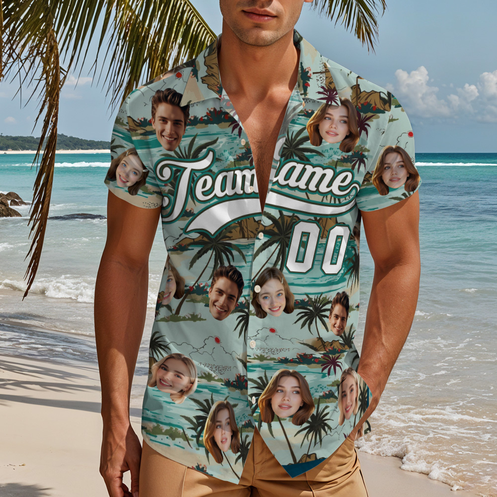 Custom Hawaiian Shirt with Face Teamname Name Number Personalized Hawaii Floral Shirt for Men Women - aiprintlab