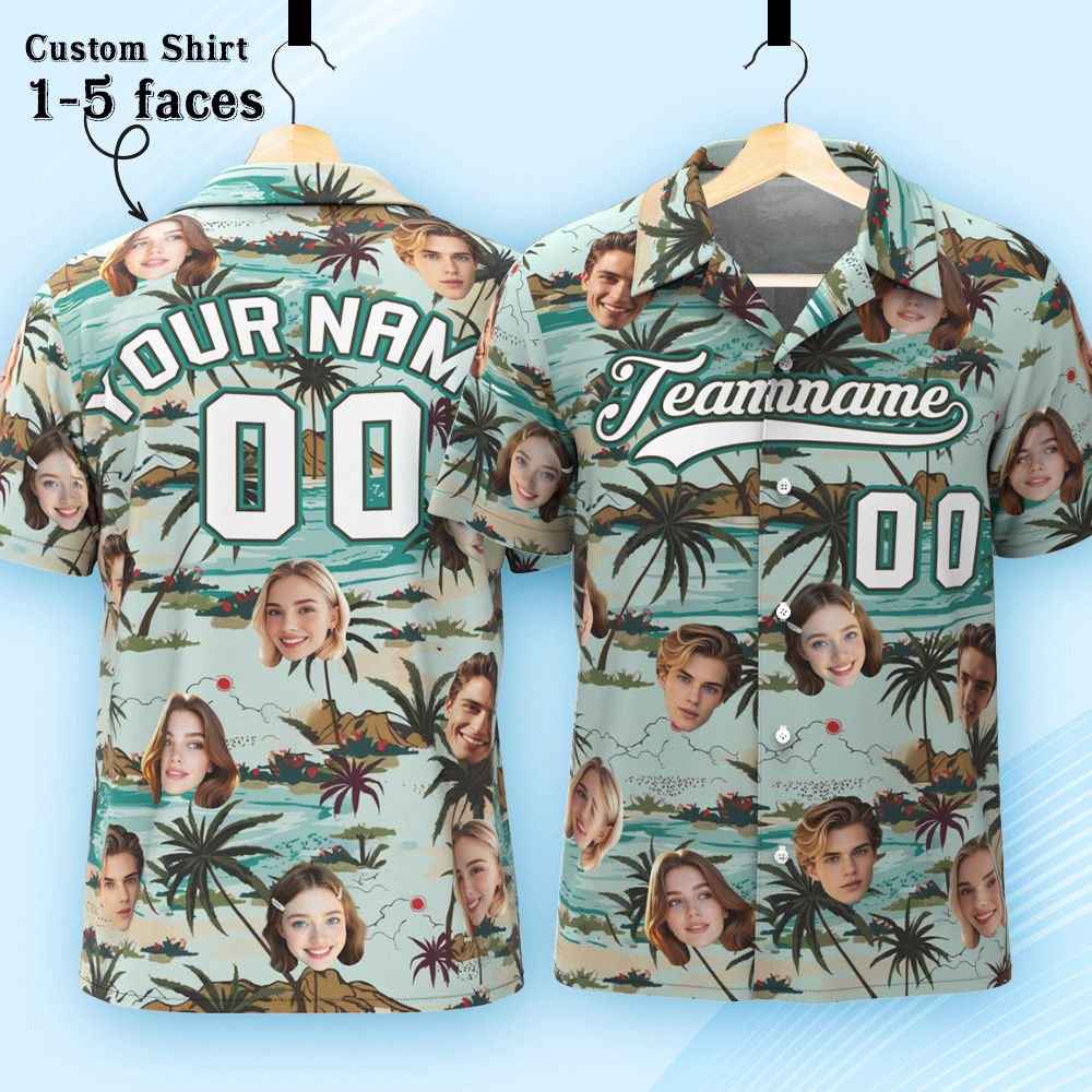 Custom Hawaiian Shirt with Face Teamname Name Number Personalized Hawaii Floral Shirt for Men Women - aiprintlab