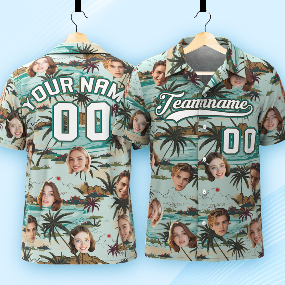 Custom Hawaiian Shirt with Face Teamname Name Number Personalized Hawaii Floral Shirt for Men Women - aiprintlab