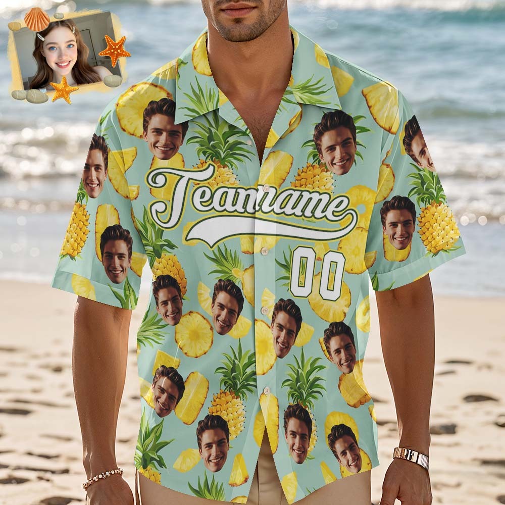 Custom Hawaiian Shirt with Face Teamname Name Number Personalized Hawaii Floral Shirt for Men Women - aiprintlab