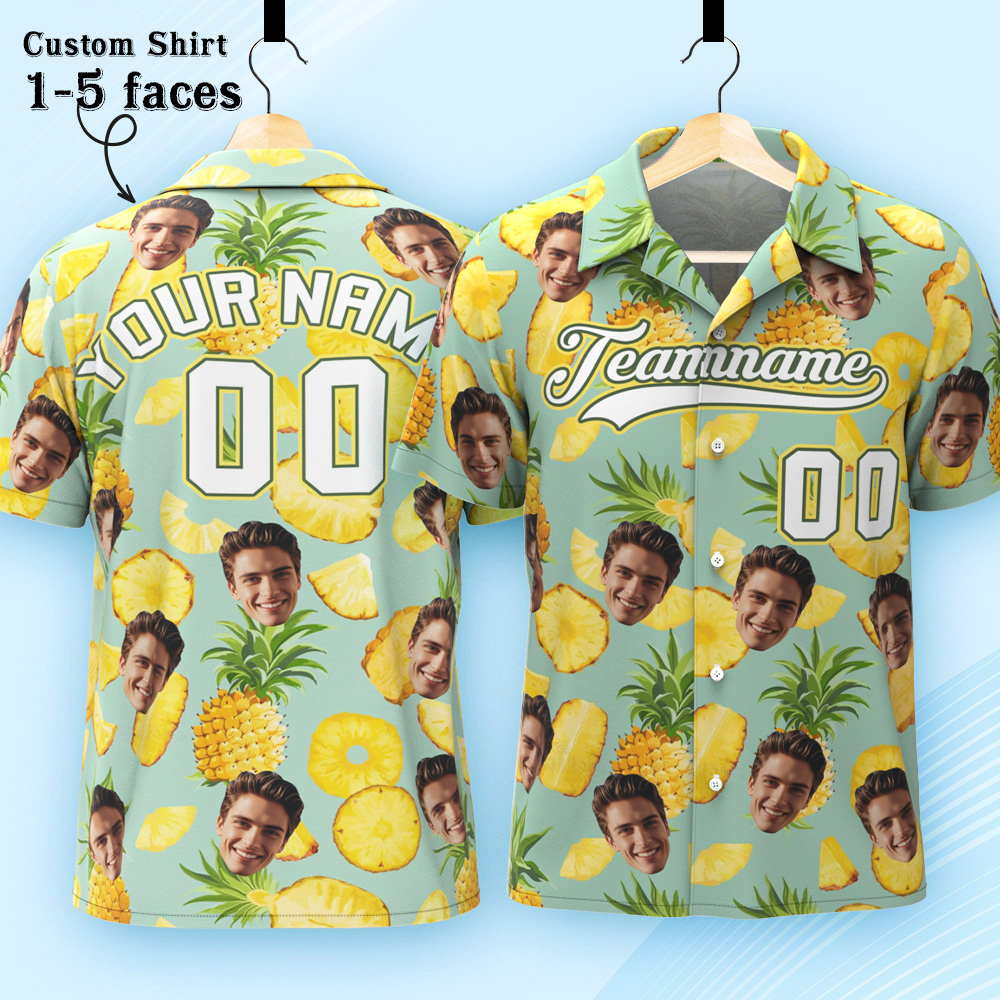 Custom Hawaiian Shirt with Face Teamname Name Number Personalized Hawaii Floral Shirt for Men Women - aiprintlab