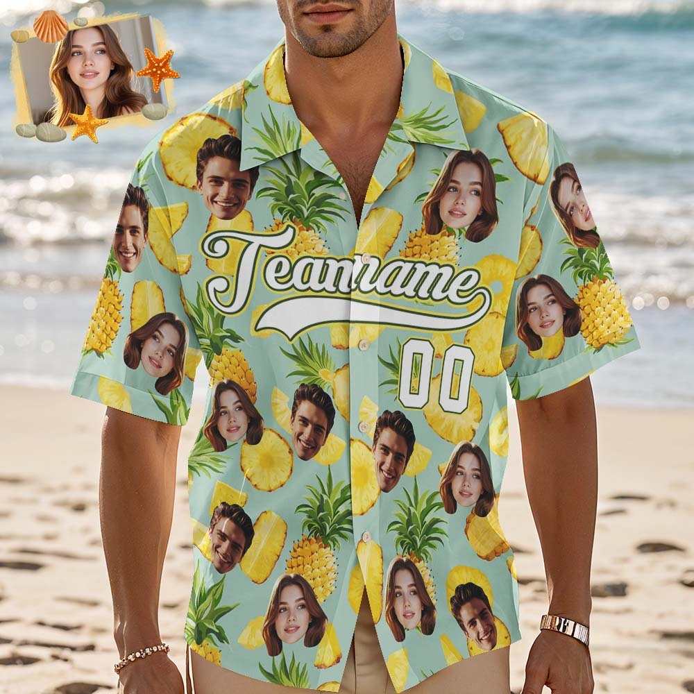 Custom Hawaiian Shirt with Face Teamname Name Number Personalized Hawaii Floral Shirt for Men Women - aiprintlab