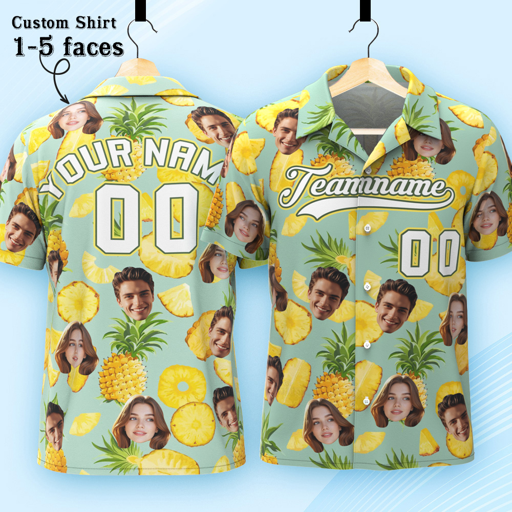 Custom Hawaiian Shirt with Face Teamname Name Number Personalized Hawaii Floral Shirt for Men Women - aiprintlab