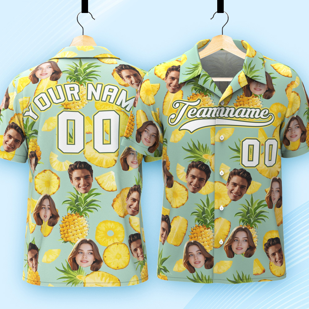Custom Hawaiian Shirt with Face Teamname Name Number Personalized Hawaii Floral Shirt for Men Women - aiprintlab