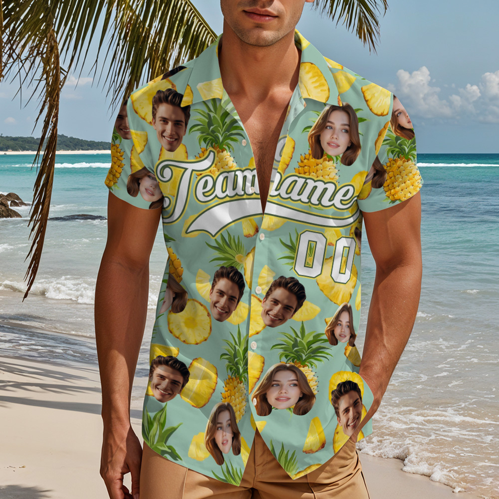 Custom Hawaiian Shirt with Face Teamname Name Number Personalized Hawaii Floral Shirt for Men Women - aiprintlab