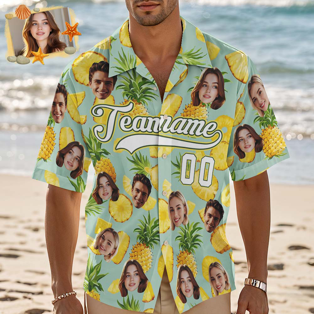 Custom Hawaiian Shirt with Face Teamname Name Number Personalized Hawaii Floral Shirt for Men Women - aiprintlab