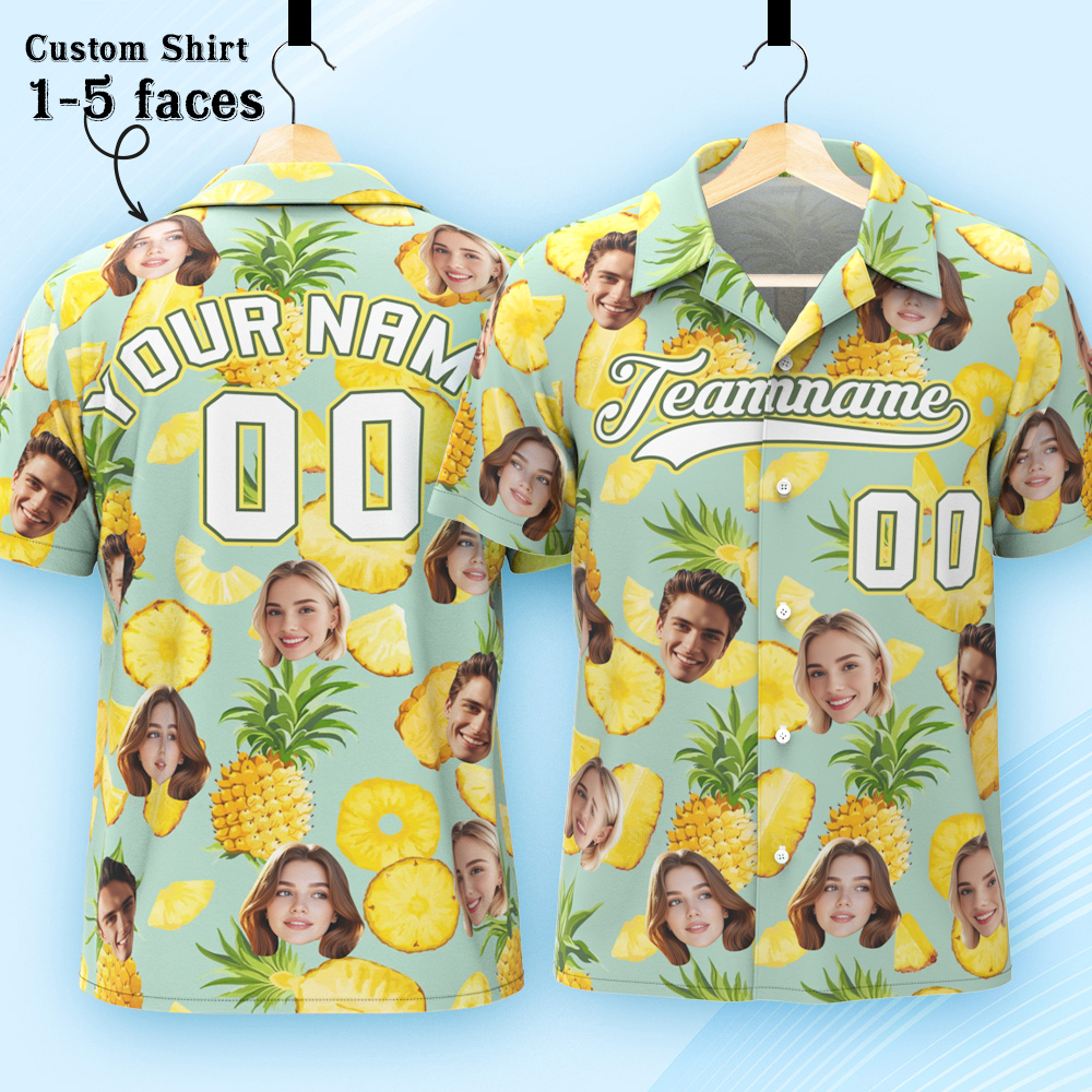 Custom Hawaiian Shirt with Face Teamname Name Number Personalized Hawaii Floral Shirt for Men Women - aiprintlab