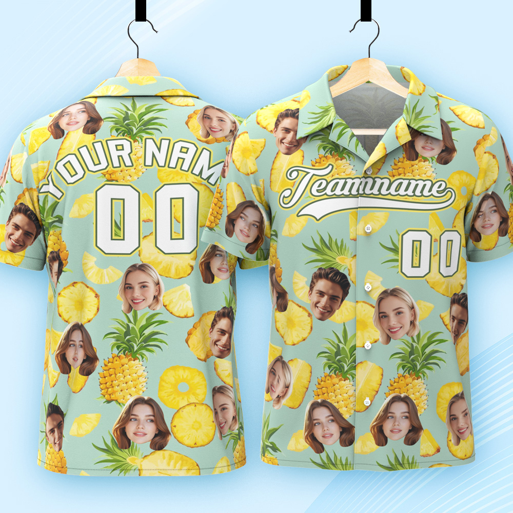 Custom Hawaiian Shirt with Face Teamname Name Number Personalized Hawaii Floral Shirt for Men Women - aiprintlab