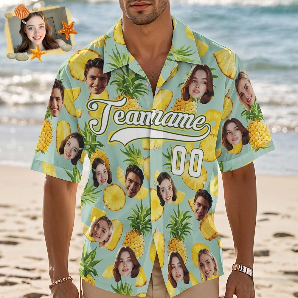Custom Hawaiian Shirt with Face Teamname Name Number Personalized Hawaii Floral Shirt for Men Women - aiprintlab