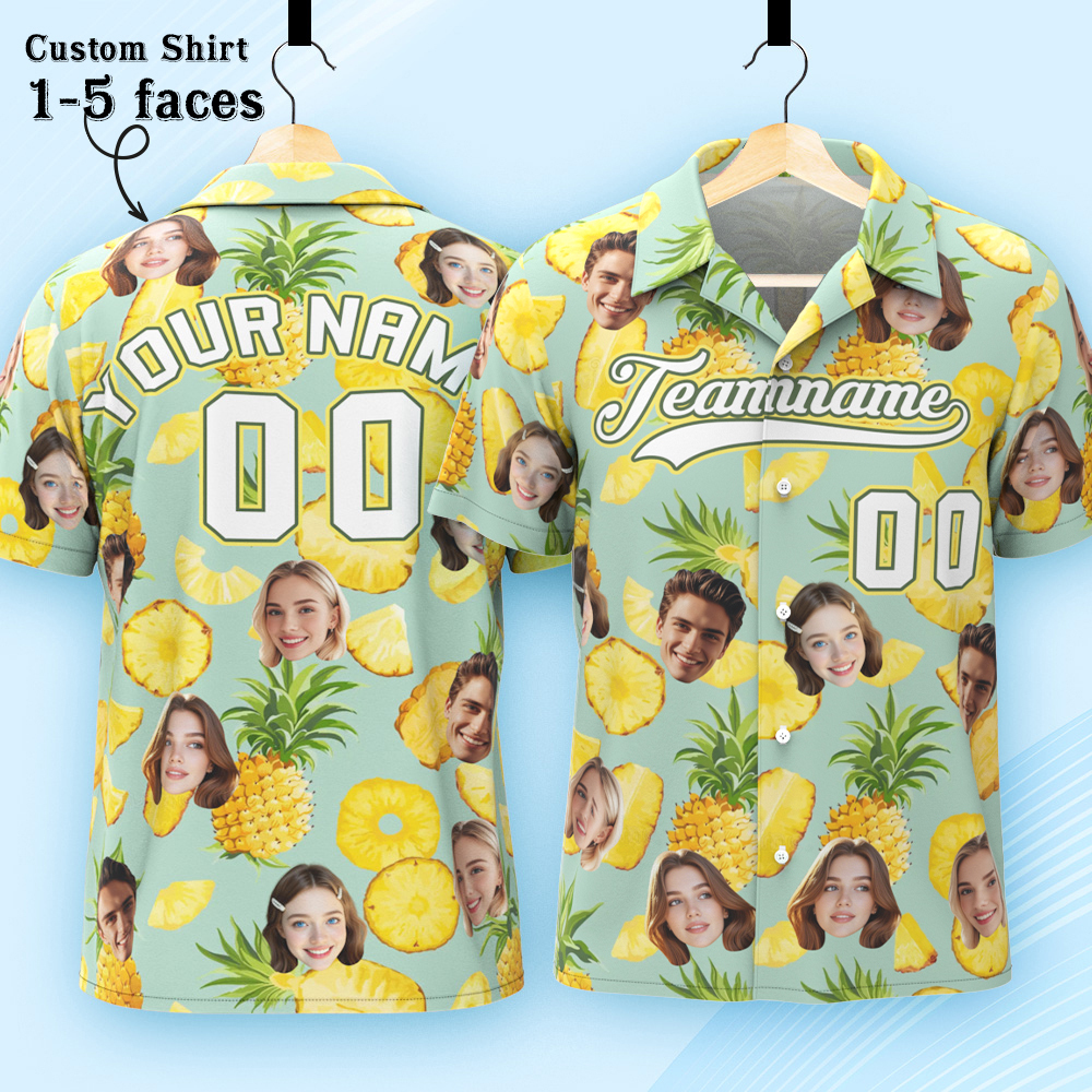 Custom Hawaiian Shirt with Face Teamname Name Number Personalized Hawaii Floral Shirt for Men Women - aiprintlab