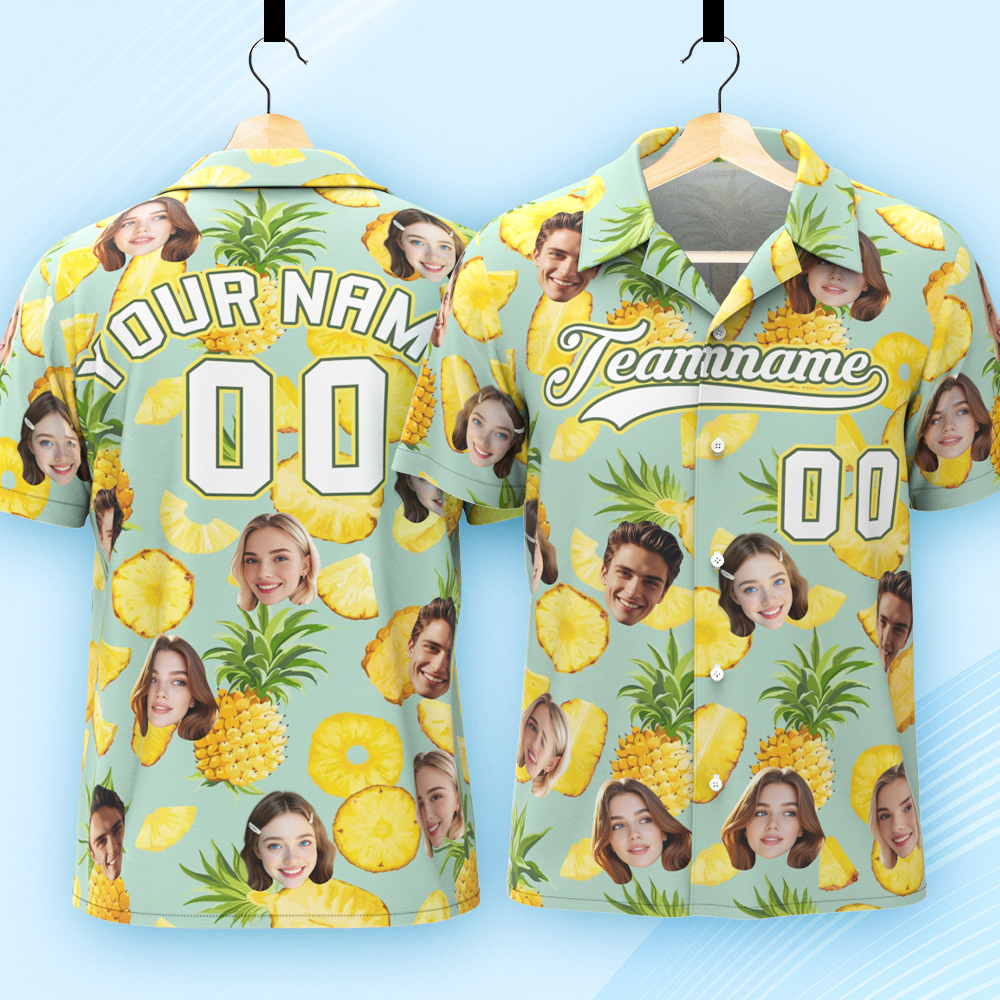 Custom Hawaiian Shirt with Face Teamname Name Number Personalized Hawaii Floral Shirt for Men Women - aiprintlab