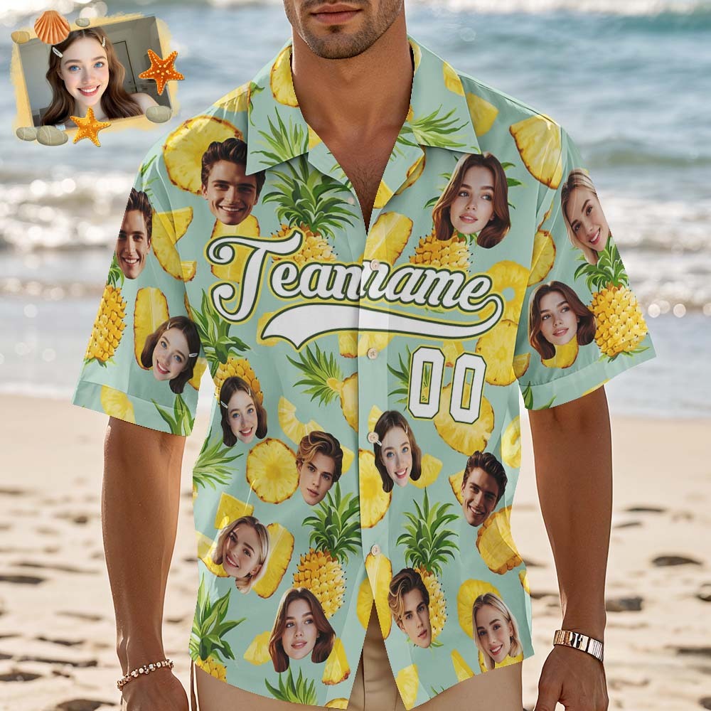 Custom Hawaiian Shirt with Face Teamname Name Number Personalized Hawaii Floral Shirt for Men Women - aiprintlab