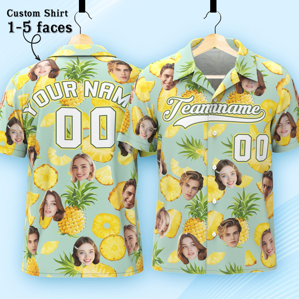 Custom Hawaiian Shirt with Face Teamname Name Number Personalized Hawaii Floral Shirt for Men Women - aiprintlab
