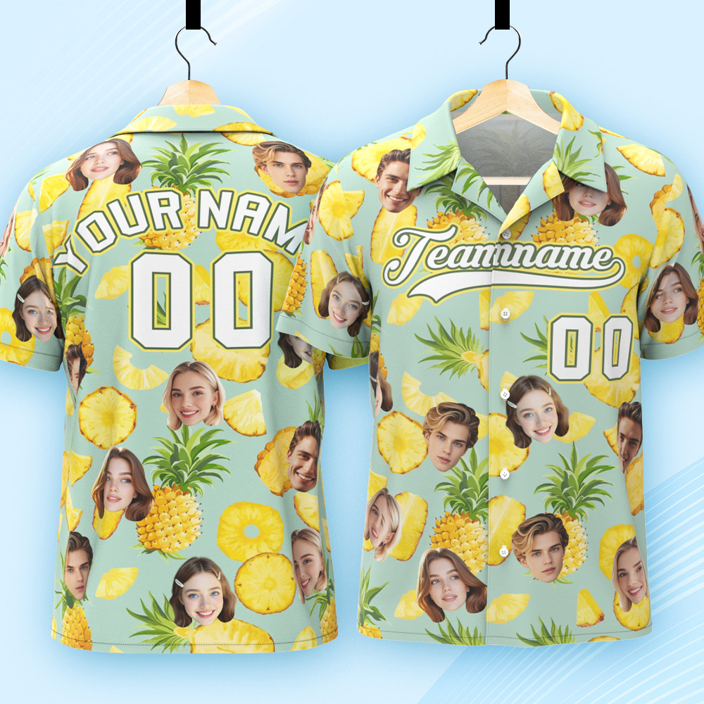 Custom Hawaiian Shirt with Face Teamname Name Number Personalized Hawaii Floral Shirt for Men Women - aiprintlab