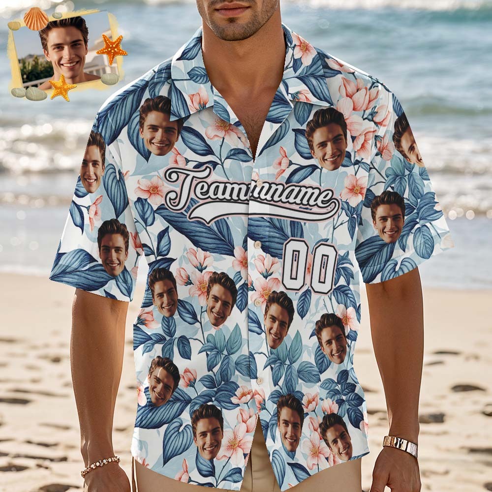 Custom Hawaiian Shirt with Face Teamname Name Number Personalized Hawaii Floral Shirt for Men Women - aiprintlab