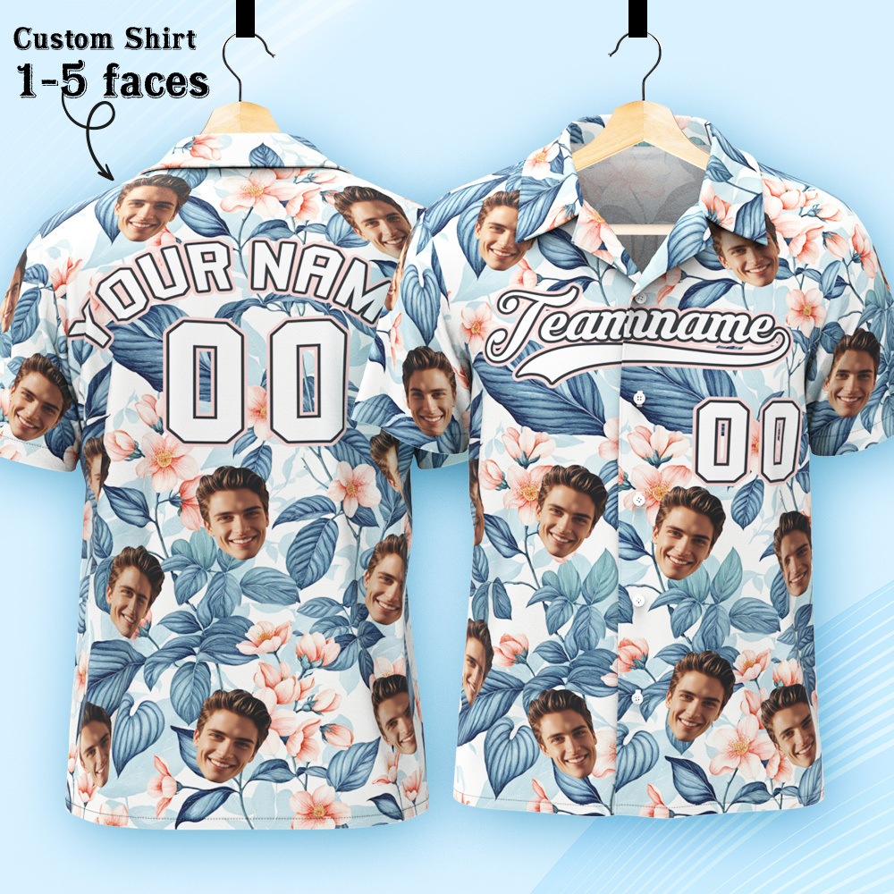 Custom Hawaiian Shirt with Face Teamname Name Number Personalized Hawaii Floral Shirt for Men Women - aiprintlab